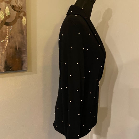 EUC Jones New York Signature Lambswool Angora Blend Pearl Bejeweled Cardigan - Picture 4 of 6